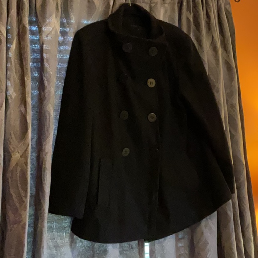 Women’s OX Black Calvin Klein Pea Coat Style Cold Weather Coat.